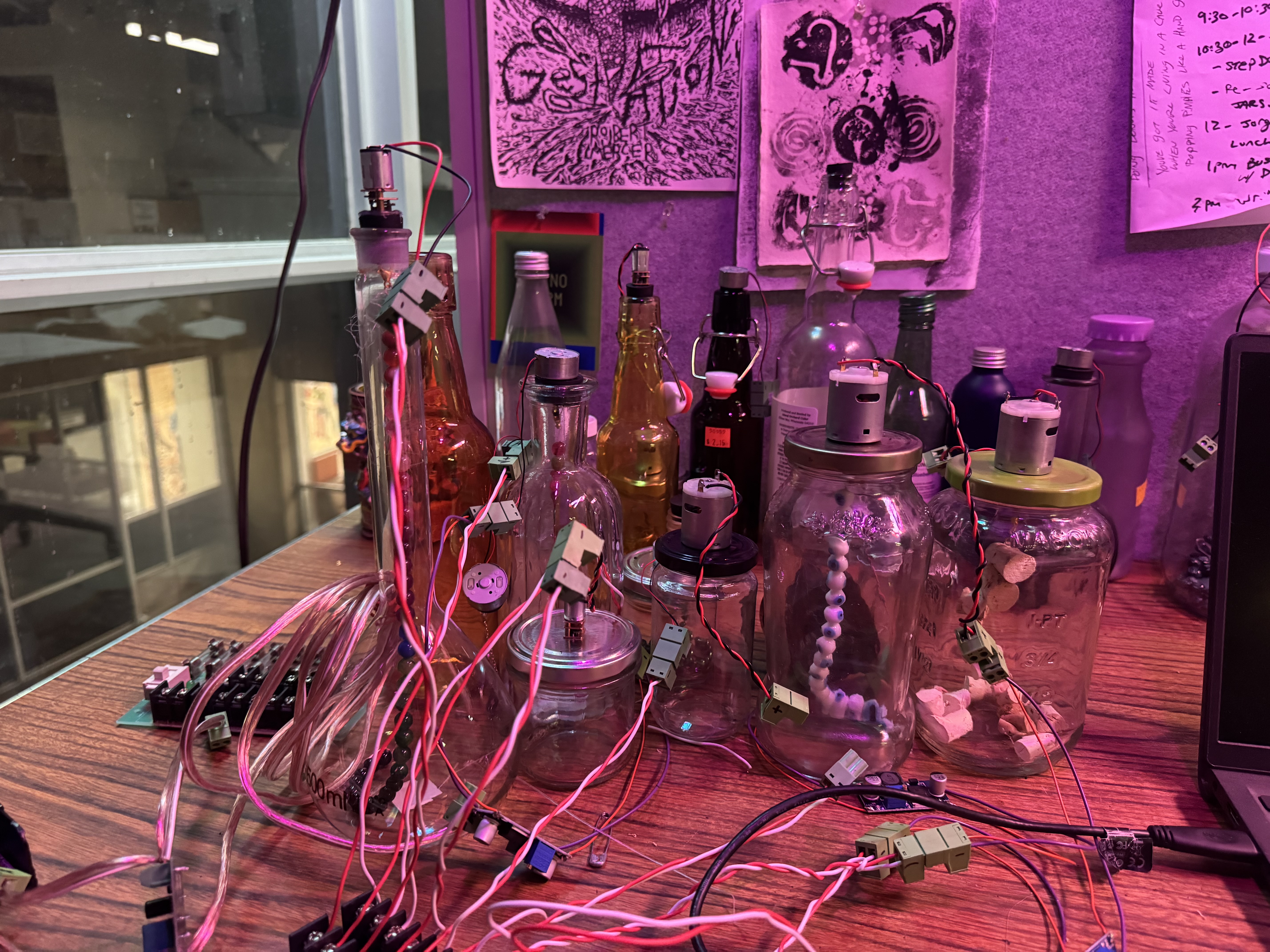 image of colorful jars on desk